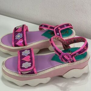 Irregular Choice Coquette Funky Platform Strappy Sandals Pink Women 38 (8) Daisy